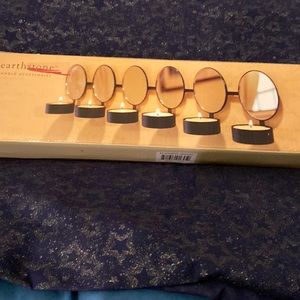 Black metal wall tea light candle holder with mirrors